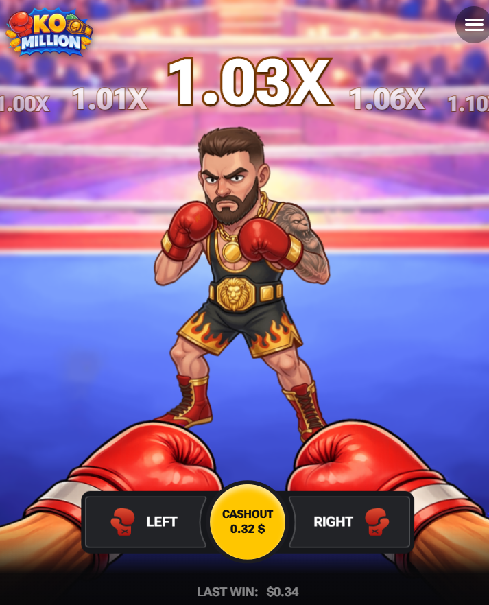 KO Million telefonda Left Right ve Cashout düğmeleri