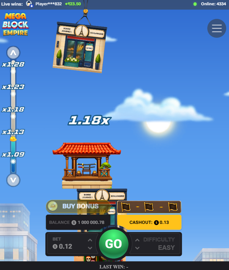 MegaBlock Empire akıllı telefonda dikey oyun arayüzü