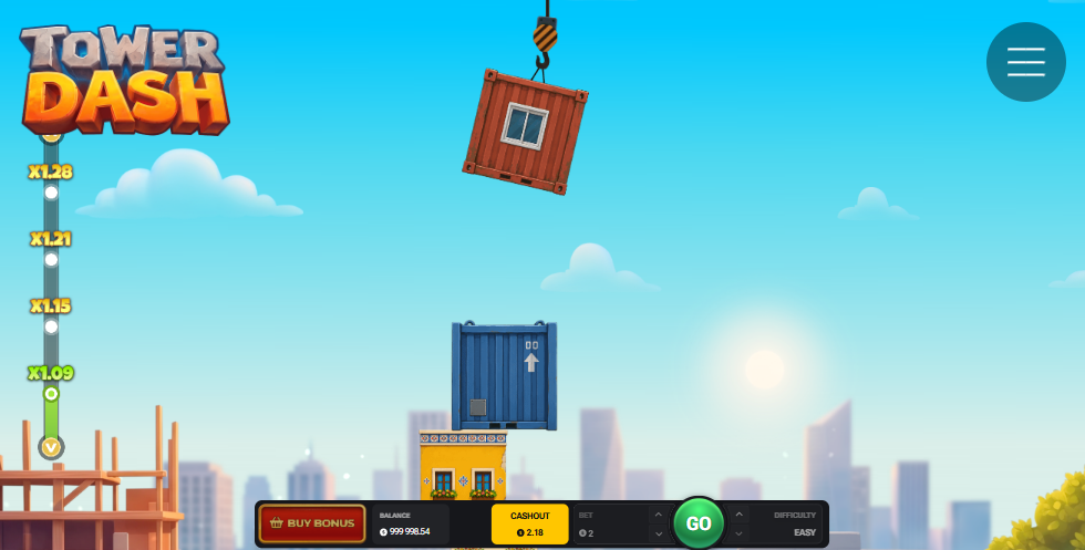 Tower Dash vincin konteyneri taşıdığı oyun ekranı