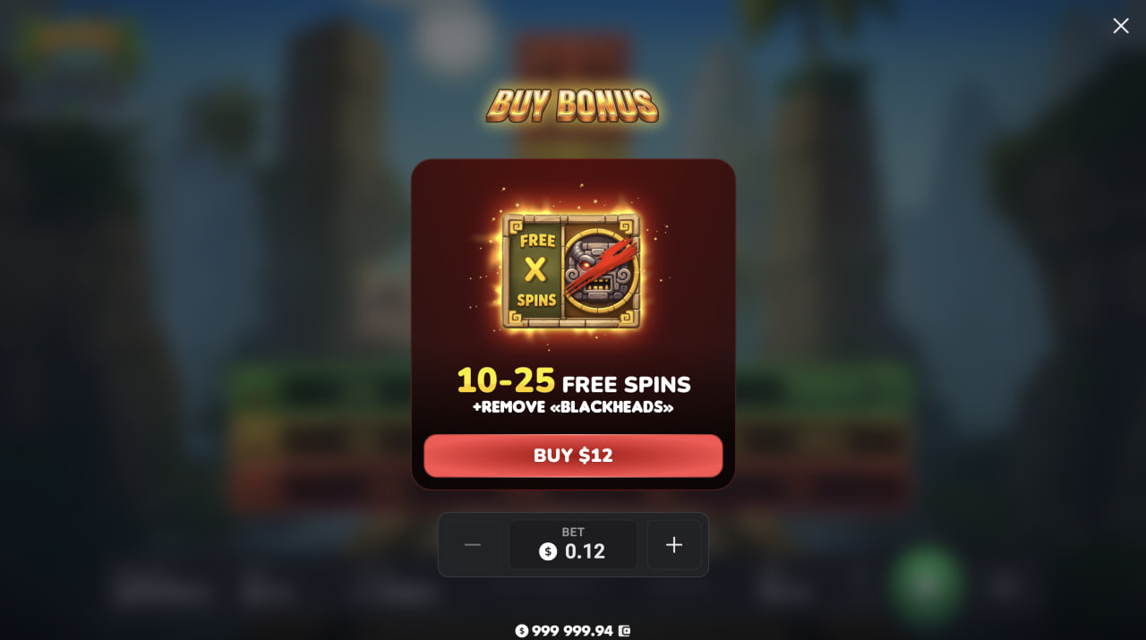 Aztec Totem Bonus Buy satın alma ekranı, 10 ila 25 Free Spins